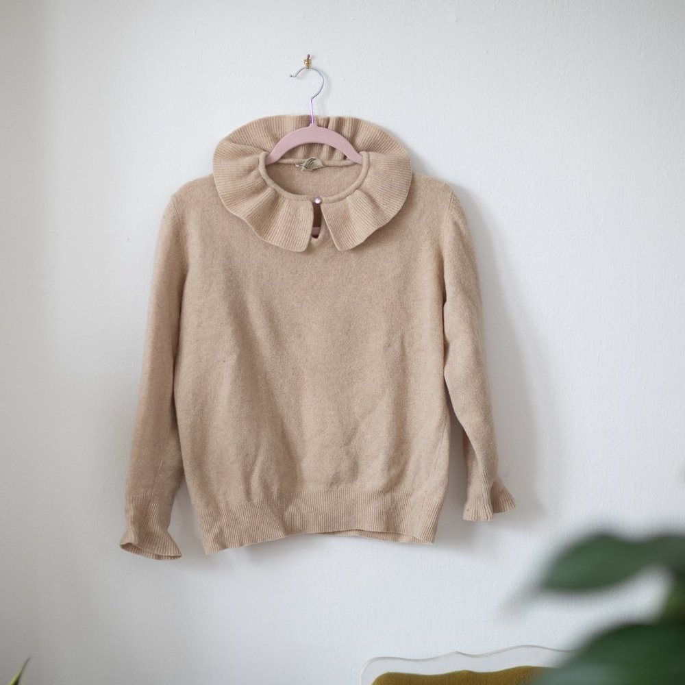 Cashmere + Lamb wool beige sweater - Picture 1 of 3